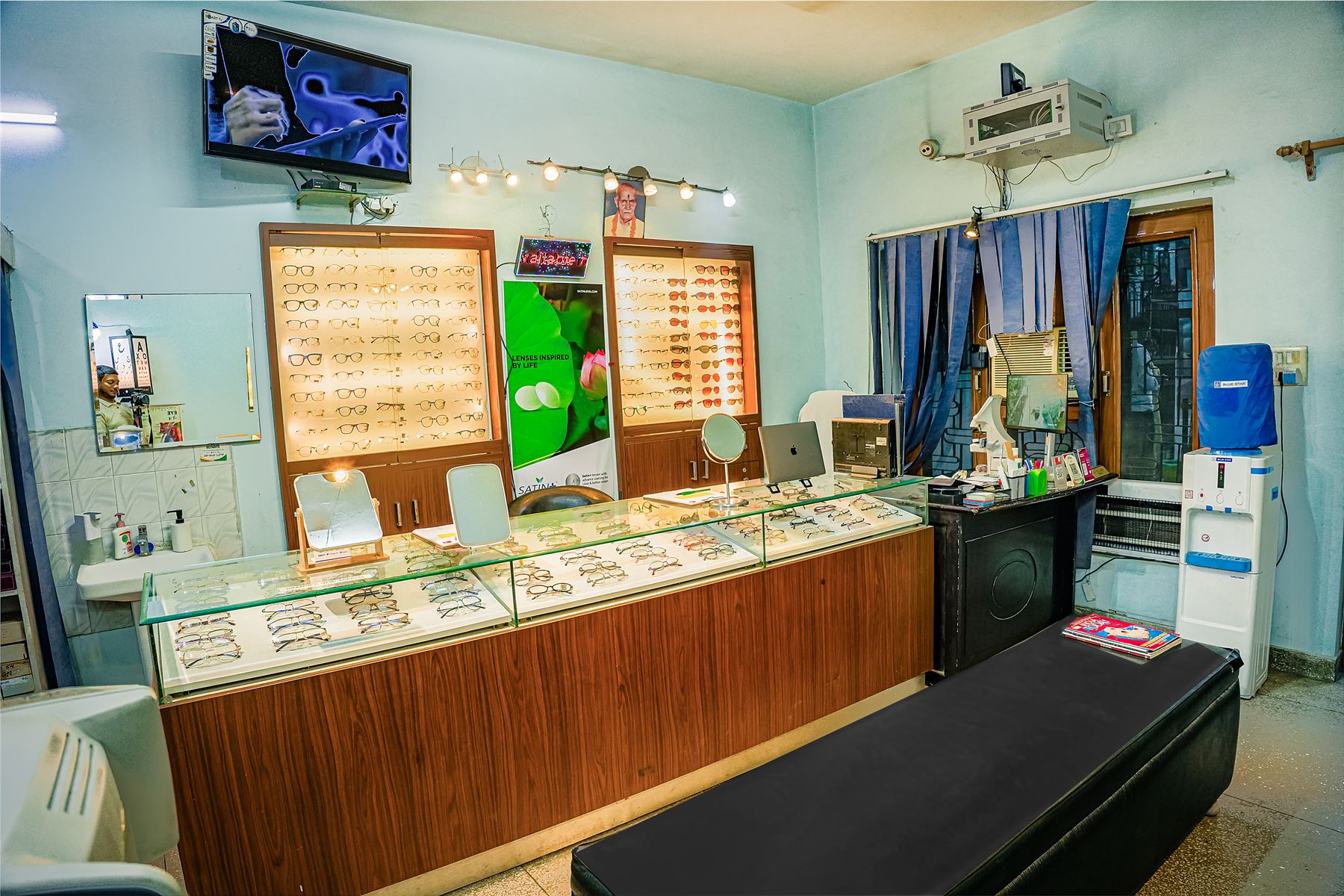 Frame display counter and eye-testing station at Elite Optical Clinic